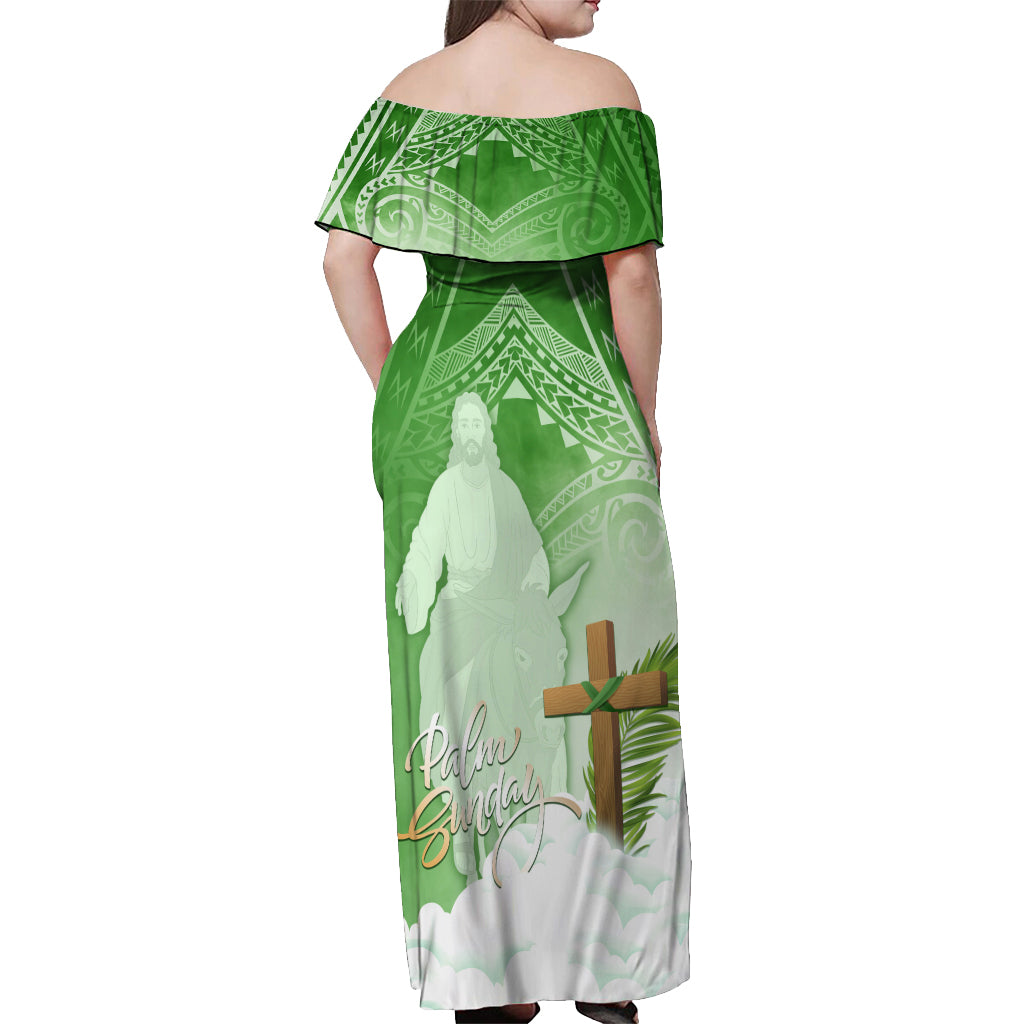 Happy Palm Sunday Off Shoulder Maxi Dress With Polynesian Pattern LT05 - Polynesian Pride