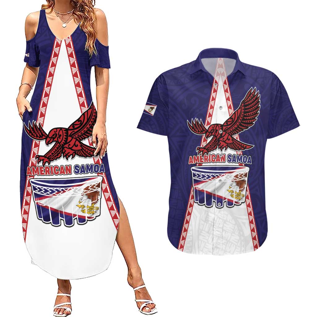 Personalised American Samoa Flag Day Couples Matching Summer Maxi Dress and Hawaiian Shirt Flag Style