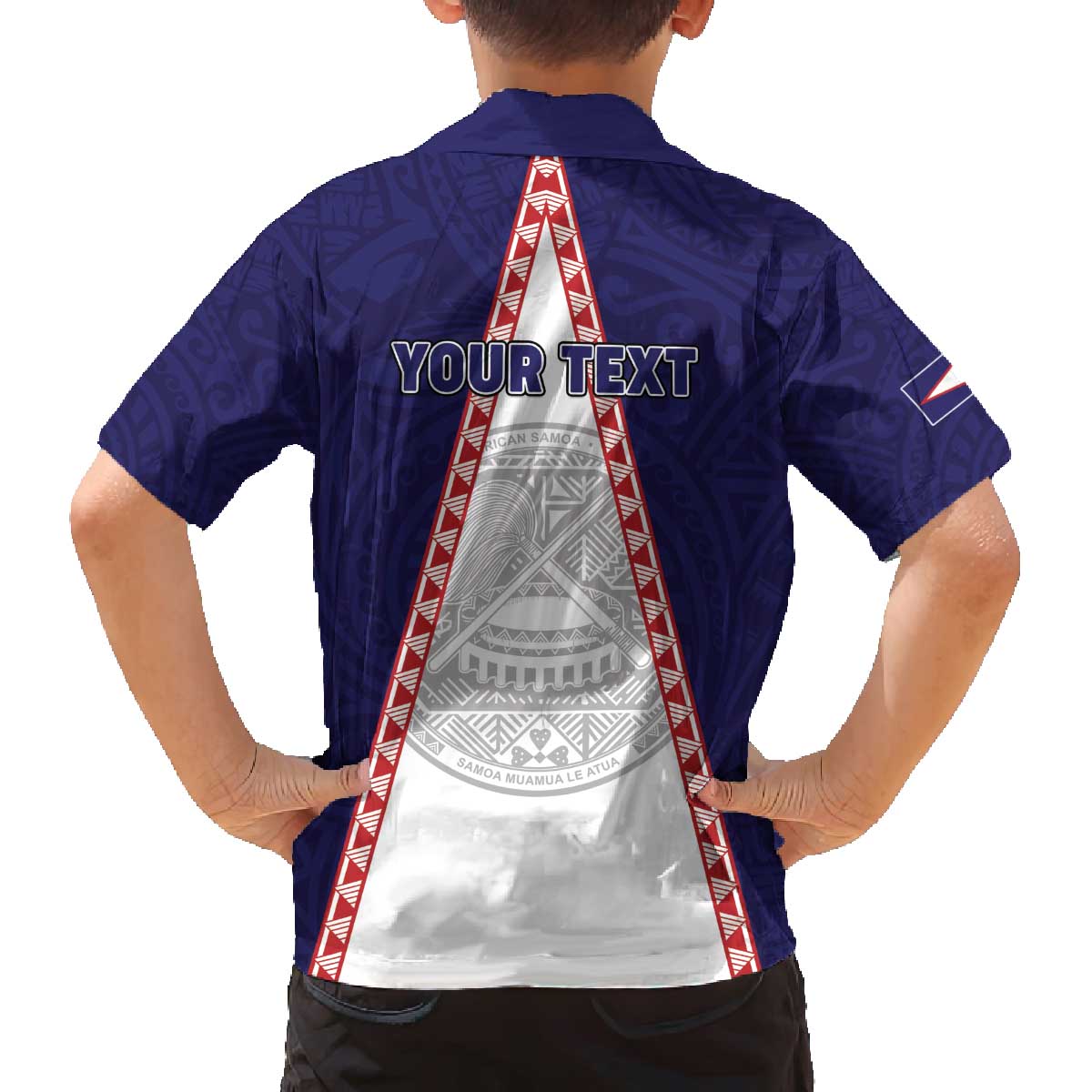 Personalised American Samoa Flag Day Family Matching Off The Shoulder Long Sleeve Dress and Hawaiian Shirt Flag Style
