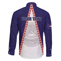 Personalised American Samoa Flag Day Family Matching Off The Shoulder Long Sleeve Dress and Hawaiian Shirt Flag Style