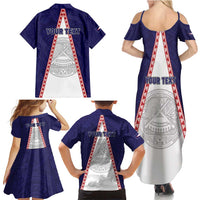 Personalised American Samoa Flag Day Family Matching Summer Maxi Dress and Hawaiian Shirt Flag Style