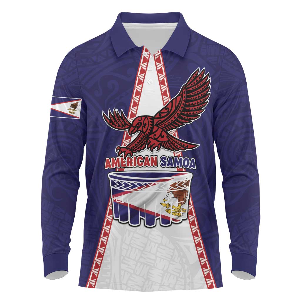Personalised American Samoa Flag Day Long Sleeve Polo Shirt Flag Style