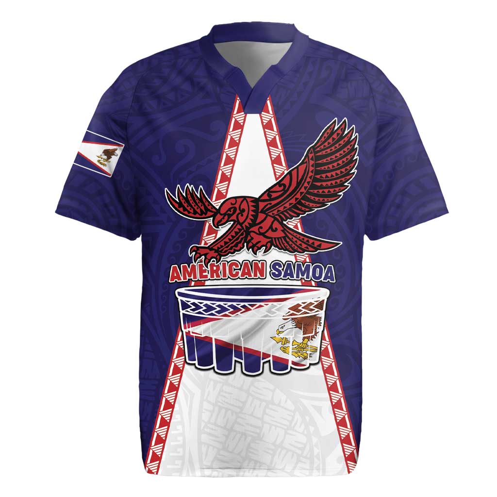 Personalised American Samoa Flag Day Rugby Jersey Flag Style LT05 Blue - Polynesian Pride
