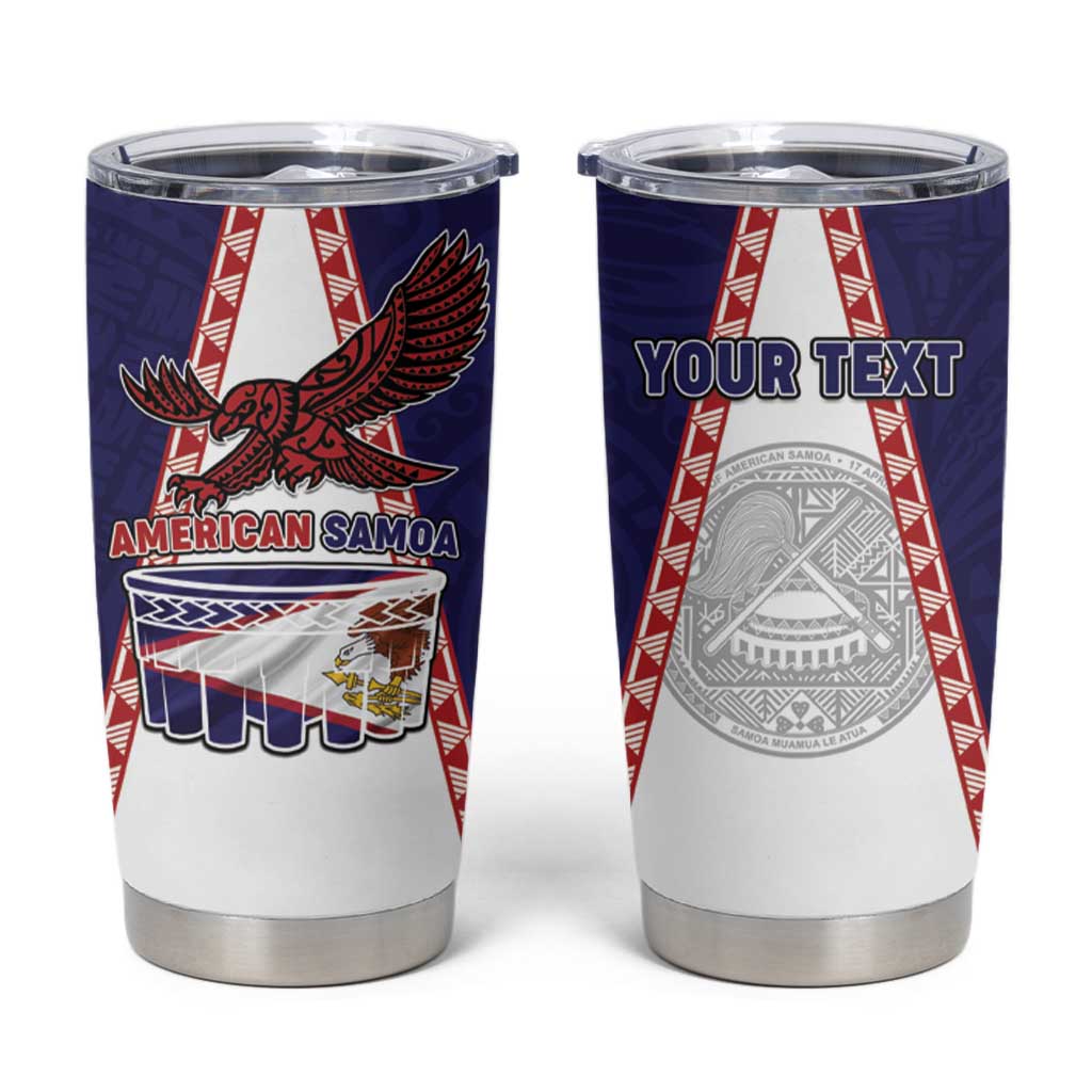 Personalised American Samoa Flag Day Tumbler Cup Flag Style LT05 Blue - Polynesian Pride
