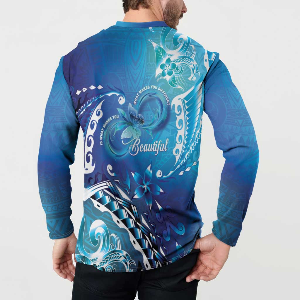 Polynesia Autism Awareness Button Sweatshirt Be In Awe Of My 'Tism