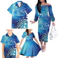 Polynesia Autism Awareness Family Matching Off The Shoulder Long Sleeve Dress and Hawaiian Shirt Be In Awe Of My 'Tism