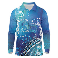 Polynesia Autism Awareness Long Sleeve Polo Shirt Be In Awe Of My 'Tism
