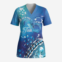 Polynesia Autism Awareness Scrub Top Be In Awe Of My 'Tism - Polynesian Pride
