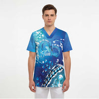 Polynesia Autism Awareness Scrub Top Be In Awe Of My 'Tism - Polynesian Pride