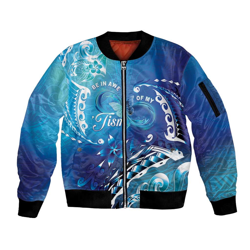 Polynesia Autism Awareness Sleeve Zip Bomber Jacket Be In Awe Of My 'Tism