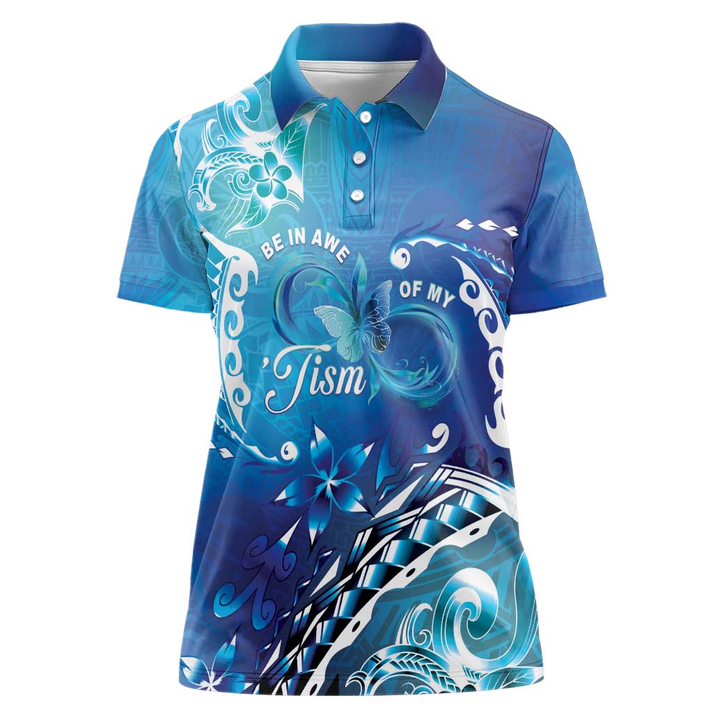 Polynesia Autism Awareness Women Polo Shirt Be In Awe Of My 'Tism