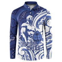 Guam Chief Kepuha Button Sweatshirt Chamorro Pride LT05 Blue - Polynesian Pride