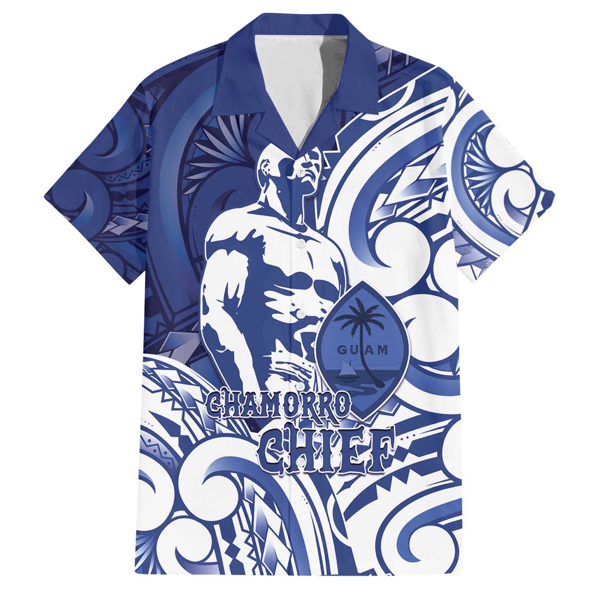 Guam Chief Kepuha Family Matching Off The Shoulder Long Sleeve Dress and Hawaiian Shirt Chamorro Pride