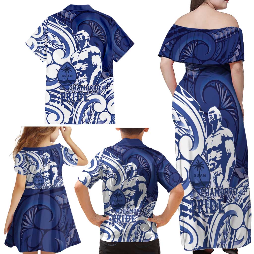 Guam Chief Kepuha Family Matching Off Shoulder Maxi Dress and Hawaiian Shirt Chamorro Pride