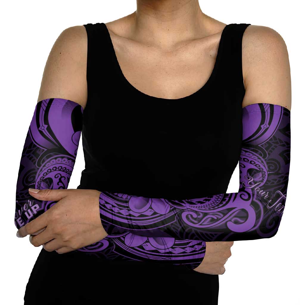 Personalised Lupus Warrior Arm Sleeves Never Give Up Polynesian Style