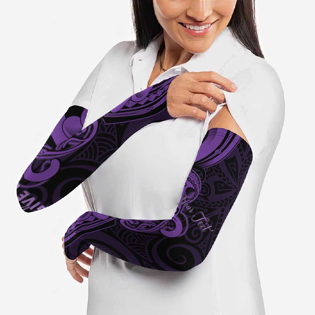 Personalised Lupus Warrior Arm Sleeves Never Give Up Polynesian Style