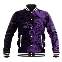 Personalised Lupus Warrior Baseball Jacket Never Give Up Polynesian Style