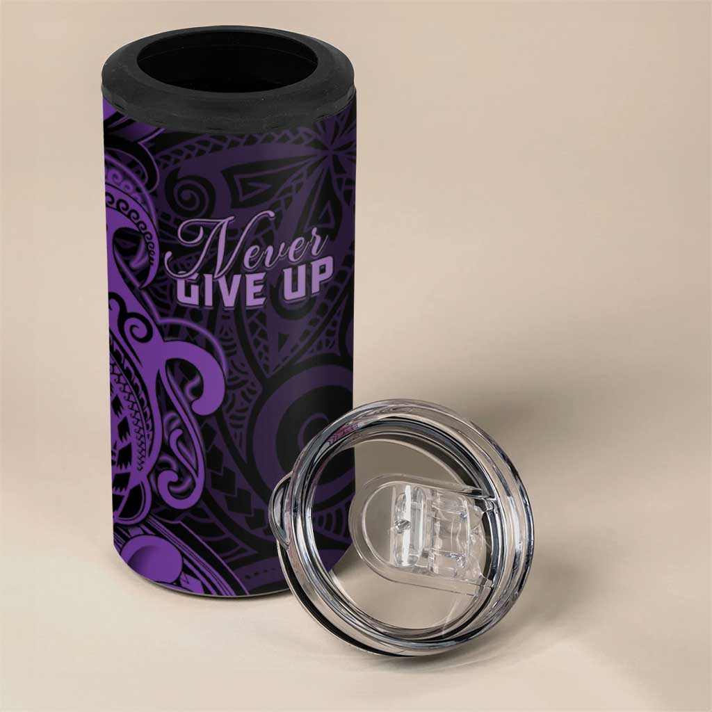 Personalised Lupus Warrior 4 in 1 Can Cooler Tumbler Never Give Up Polynesian Style
