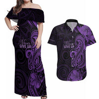 Personalised Lupus Warrior Couples Matching Off Shoulder Maxi Dress and Hawaiian Shirt Never Give Up Polynesian Style