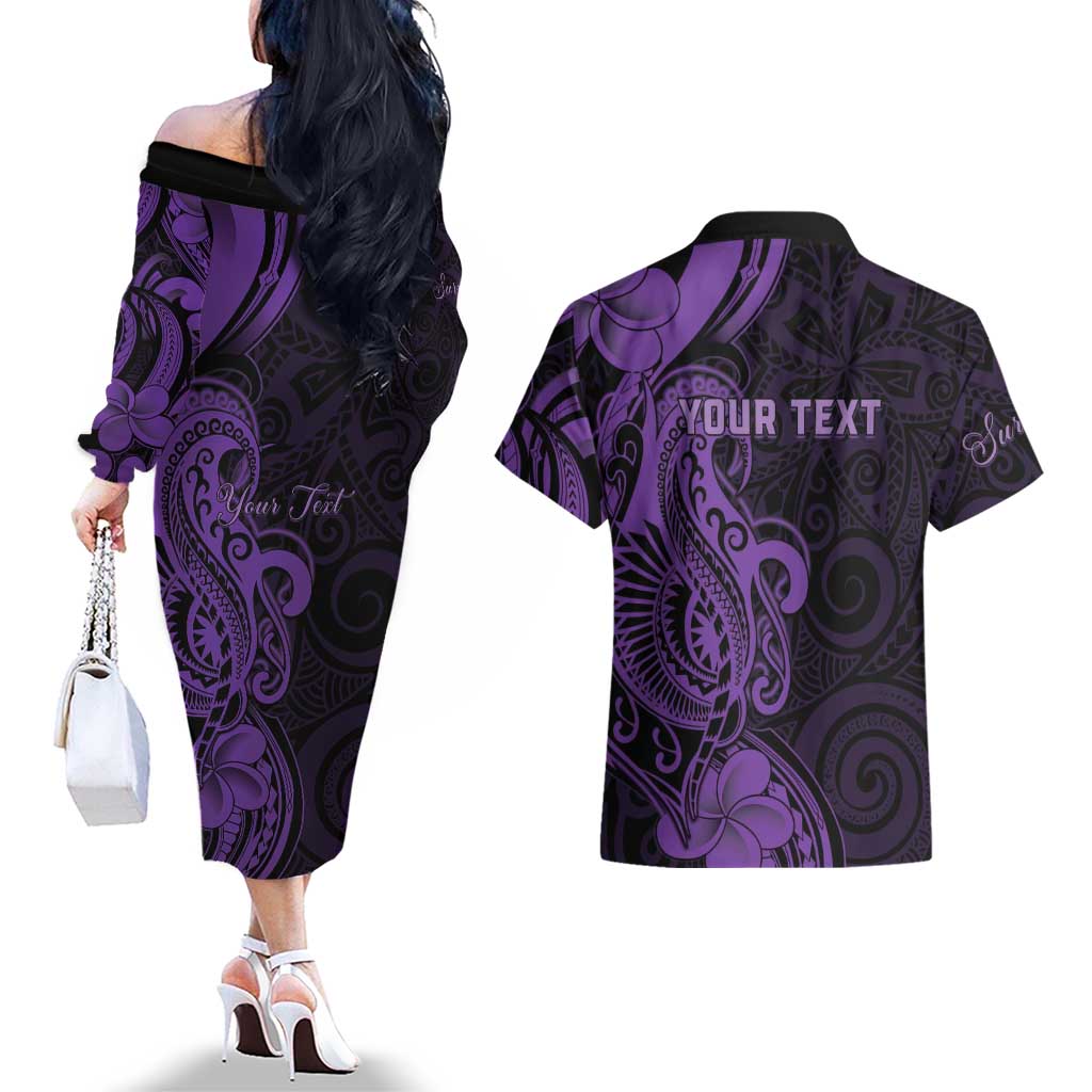 Personalised Lupus Warrior Couples Matching Off The Shoulder Long Sleeve Dress and Hawaiian Shirt Never Give Up Polynesian Style LT05 - Polynesian Pride