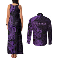 Personalised Lupus Warrior Couples Matching Tank Maxi Dress and Long Sleeve Button Shirt Never Give Up Polynesian Style