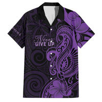 Personalised Lupus Warrior Family Matching Puletasi and Hawaiian Shirt Never Give Up Polynesian Style LT05 Dad's Shirt - Short Sleeve Purple - Polynesian Pride