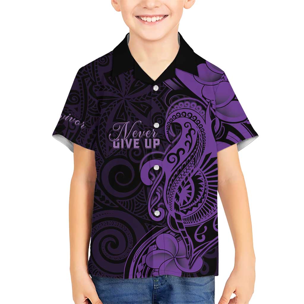 Personalised Lupus Warrior Family Matching Short Sleeve Bodycon Dress and Hawaiian Shirt Never Give Up Polynesian Style LT05 Son's Shirt Purple - Polynesian Pride