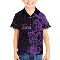 Personalised Lupus Warrior Family Matching Short Sleeve Bodycon Dress and Hawaiian Shirt Never Give Up Polynesian Style LT05 Son's Shirt Purple - Polynesian Pride