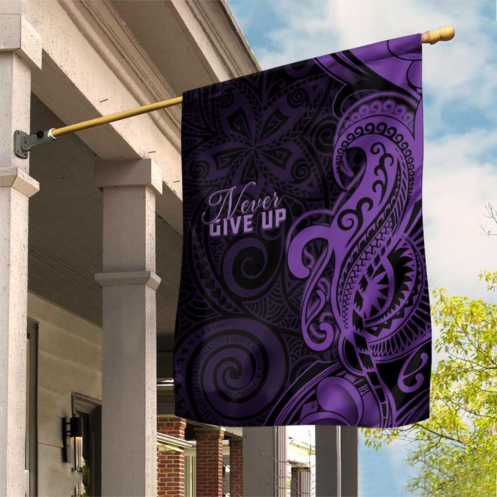 Lupus Warrior Garden Flag Never Give Up Polynesian Style LT05 House Flag Purple - Polynesian Pride
