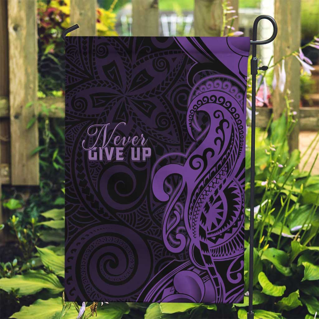 Lupus Warrior Garden Flag Never Give Up Polynesian Style LT05 Garden Flag Purple - Polynesian Pride