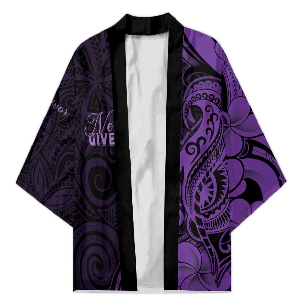 Personalised Lupus Warrior Kimono Never Give Up Polynesian Style LT05 Unisex Purple - Polynesian Pride