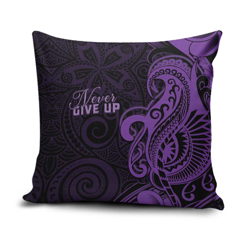 Lupus Warrior Pillow Cover Never Give Up Polynesian Style LT05 Purple - Polynesian Pride