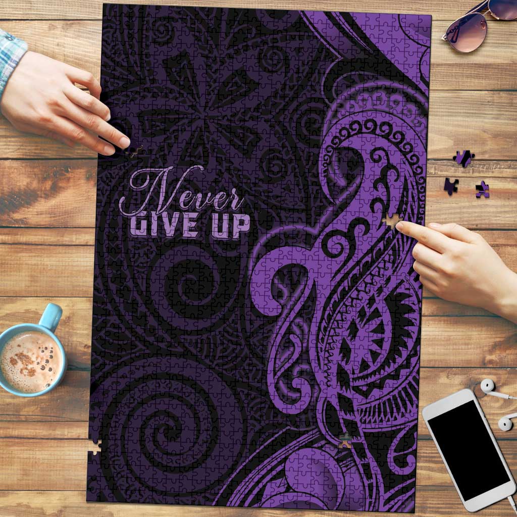 Lupus Warrior Puzzle Never Give Up Polynesian Style LT05 Purple - Polynesian Pride