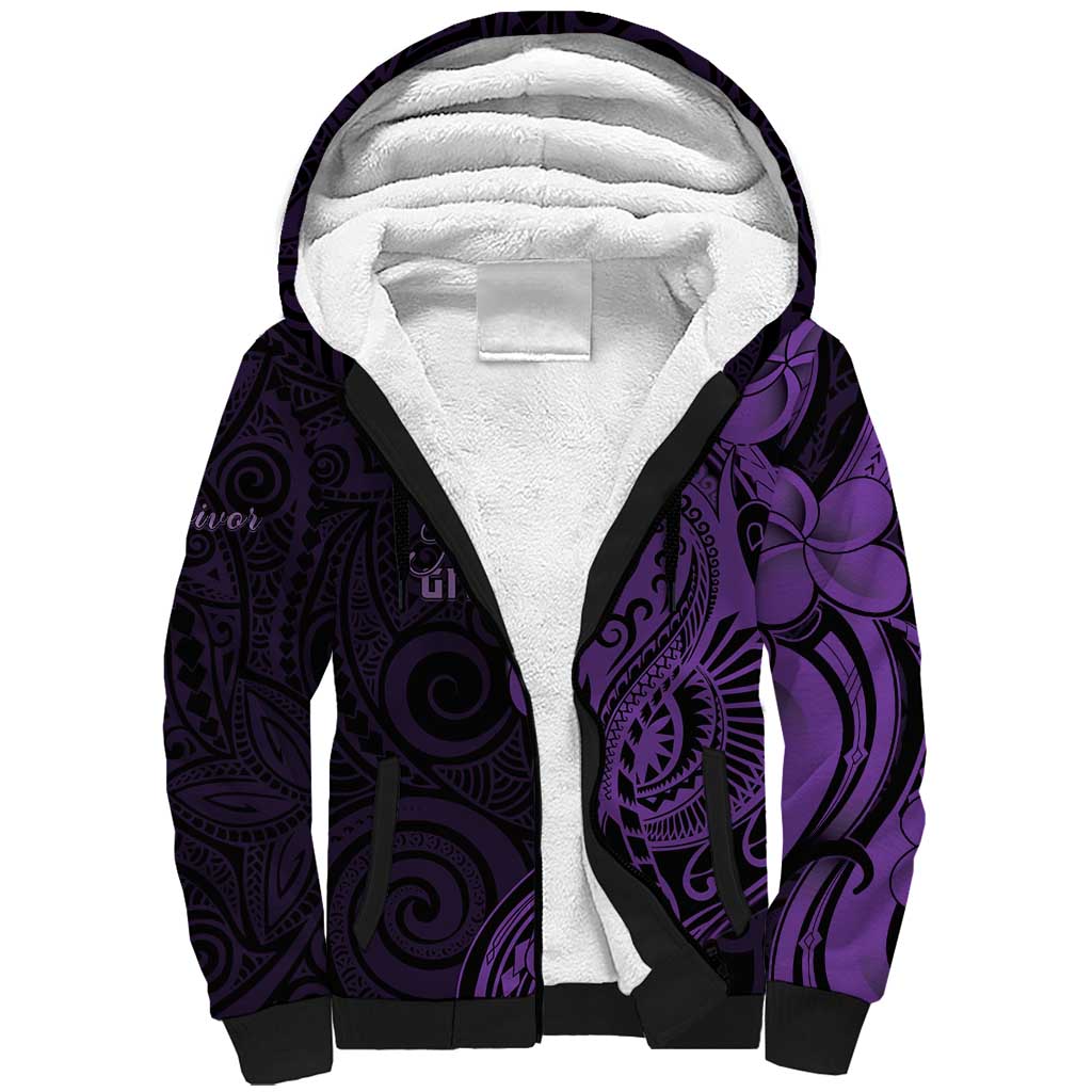 Personalised Lupus Warrior Sherpa Hoodie Never Give Up Polynesian Style LT05 Unisex Purple - Polynesian Pride