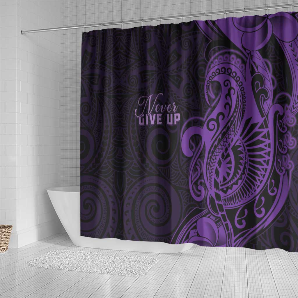 Lupus Warrior Shower Curtain Never Give Up Polynesian Style