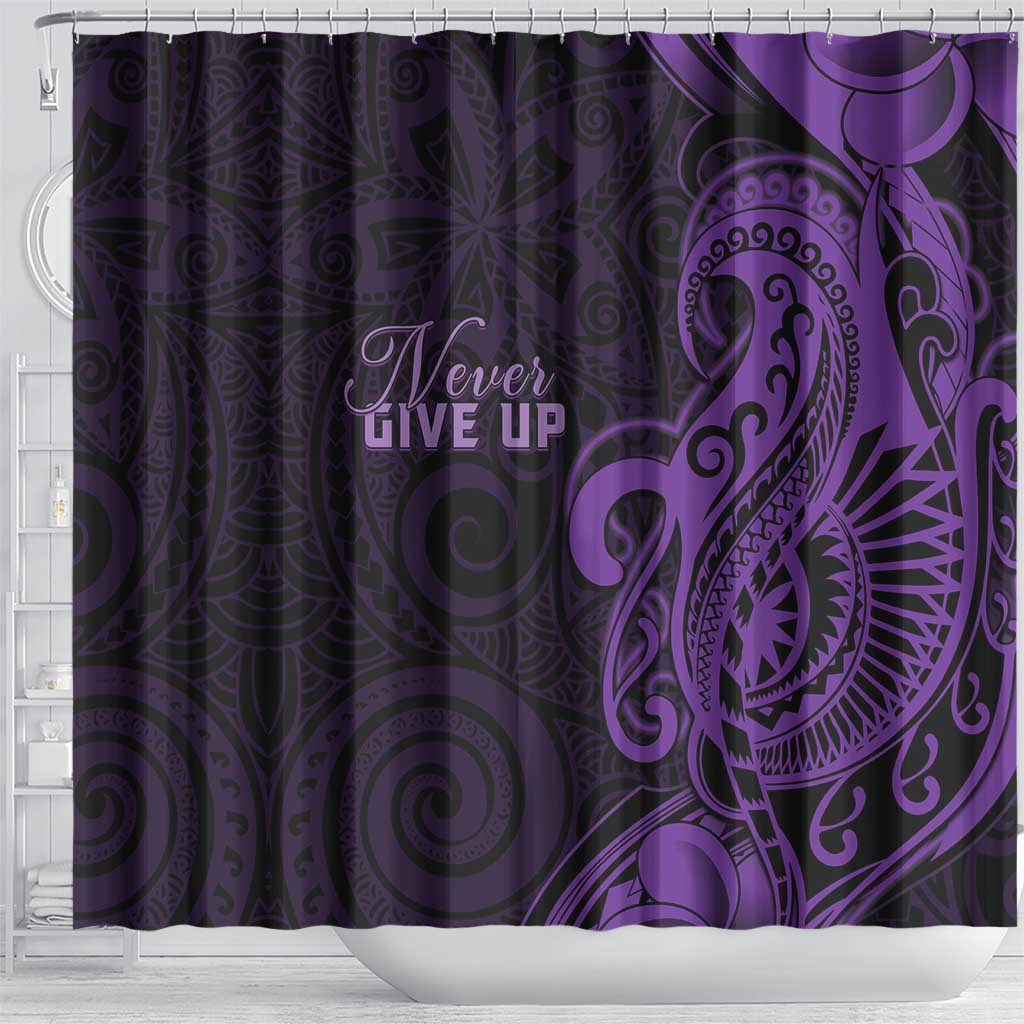 Lupus Warrior Shower Curtain Never Give Up Polynesian Style
