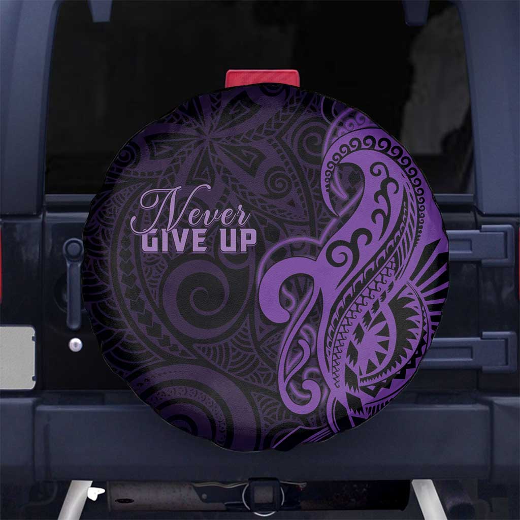 Lupus Warrior Spare Tire Cover Never Give Up Polynesian Style LT05 No hole Purple - Polynesian Pride