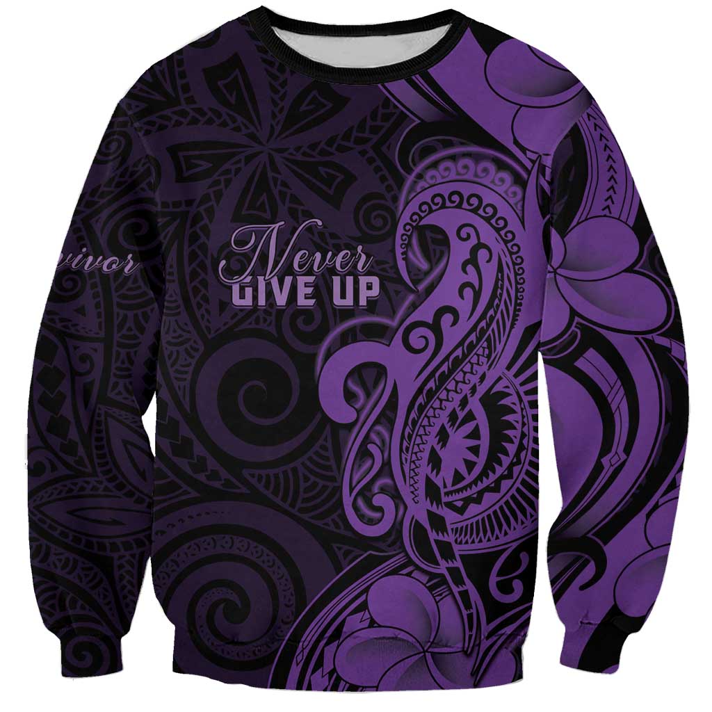 Personalised Lupus Warrior Sweatshirt Never Give Up Polynesian Style LT05 Unisex Purple - Polynesian Pride