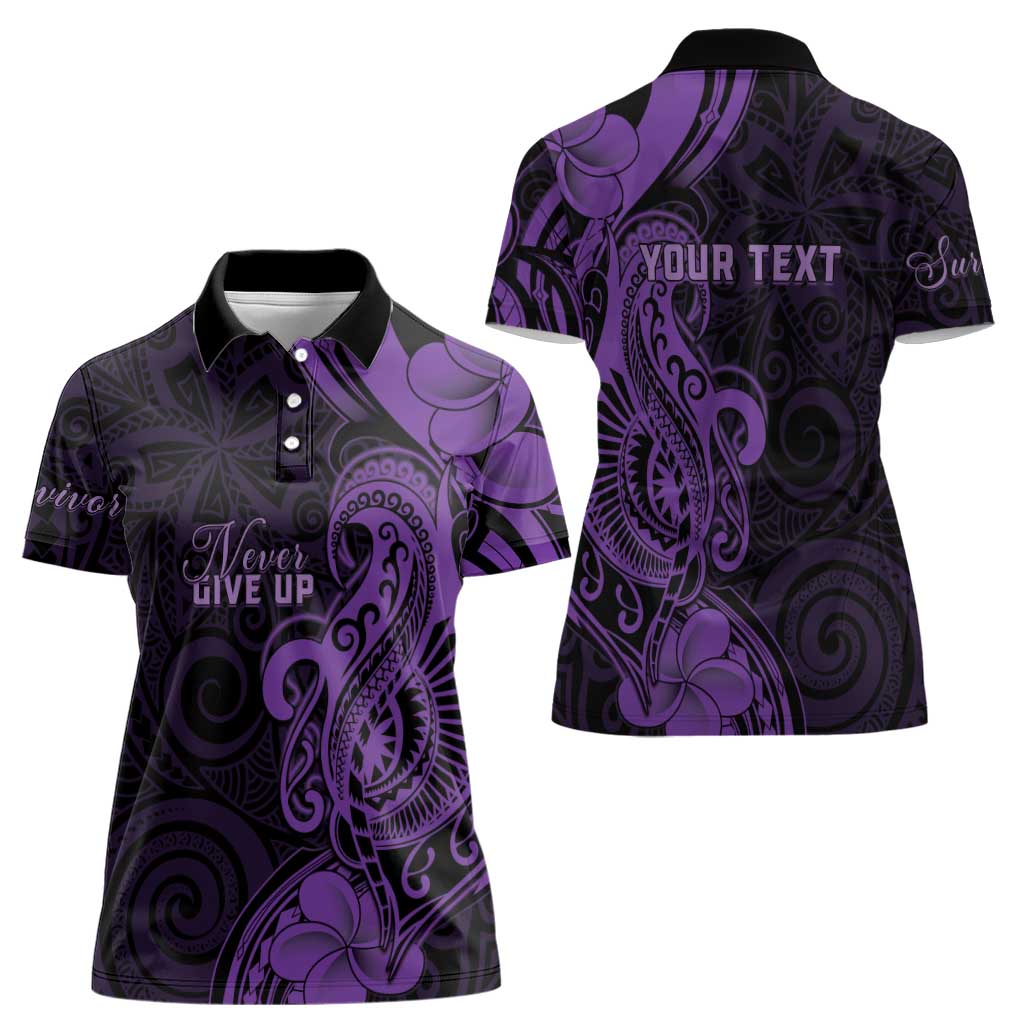 Personalised Lupus Warrior Women Polo Shirt Never Give Up Polynesian Style