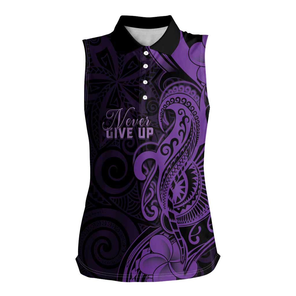Personalised Lupus Warrior Women Sleeveless Polo Shirt Never Give Up Polynesian Style