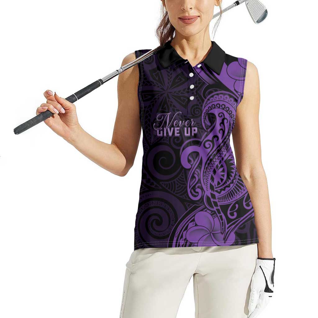 Personalised Lupus Warrior Women Sleeveless Polo Shirt Never Give Up Polynesian Style