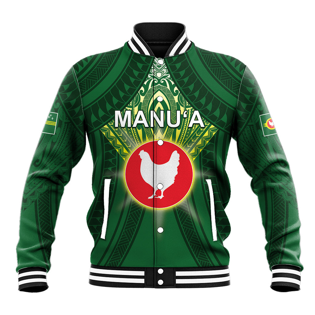 Personalized American Samoa Manu'a Cession Day Baseball Jacket With Polynesian Pattern LT05 Unisex Green - Polynesian Pride
