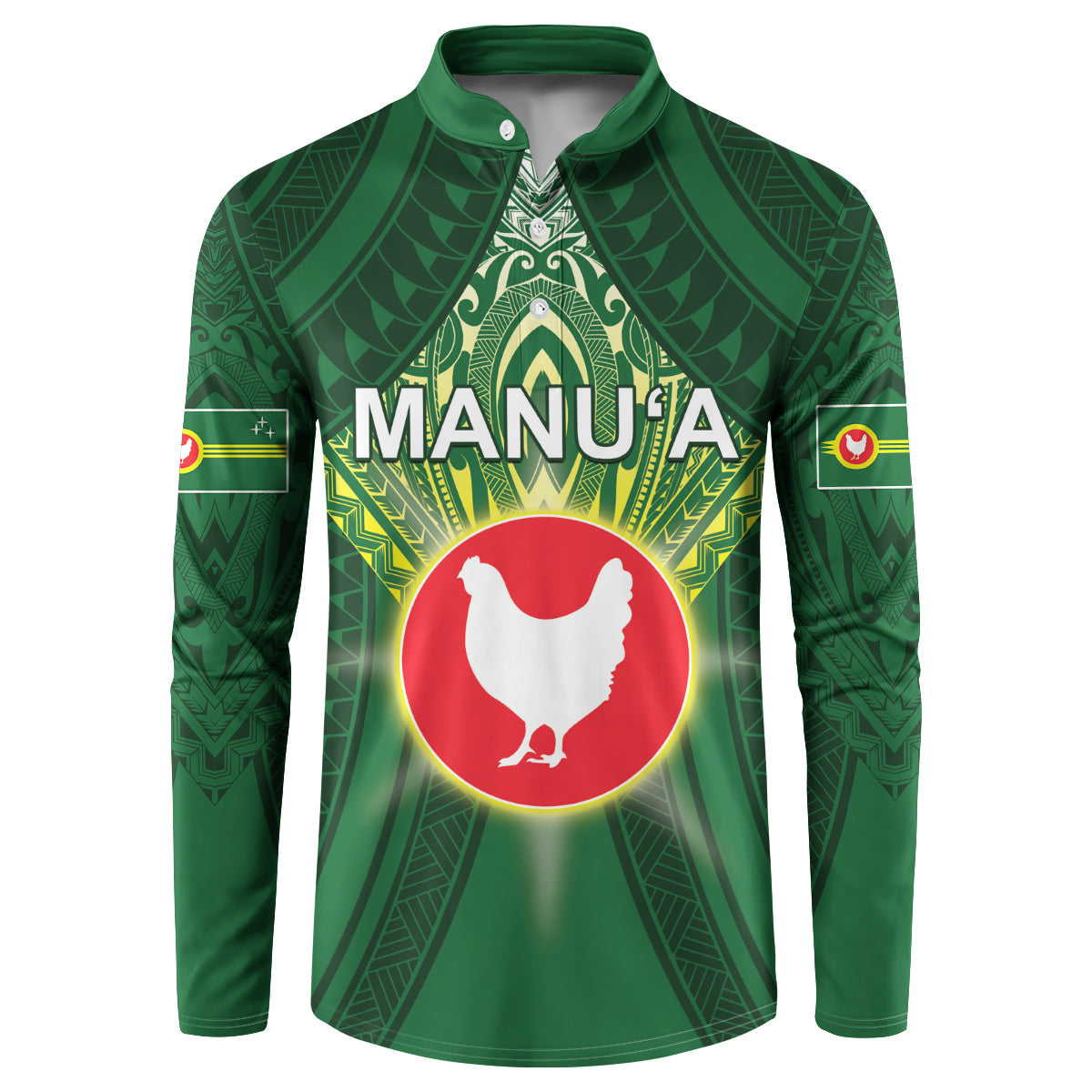 Personalized American Samoa Manu'a Cession Day Button Sweatshirt With Polynesian Pattern LT05 Green - Polynesian Pride
