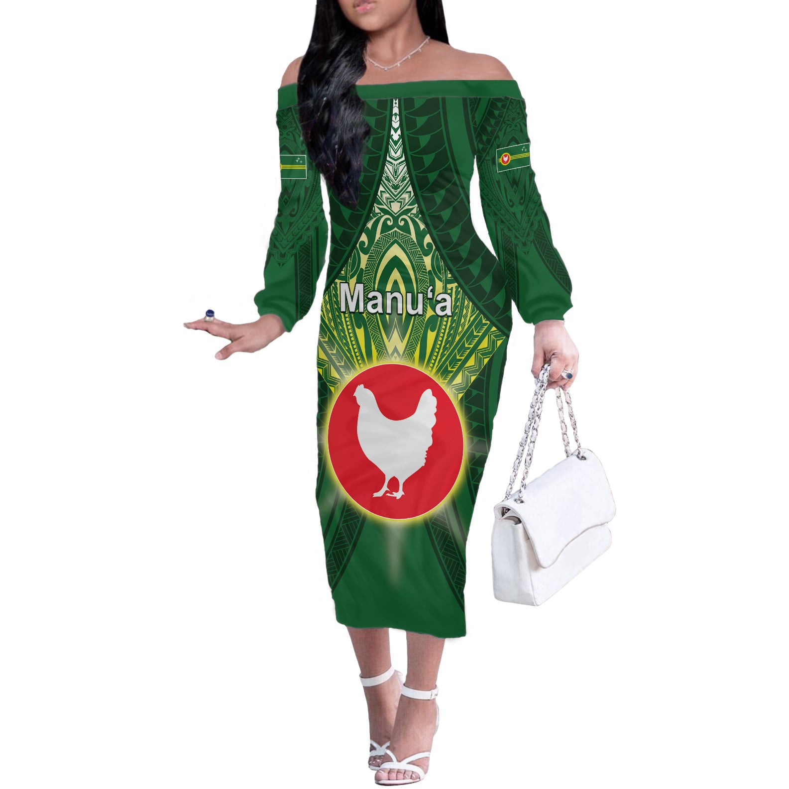 Personalized American Samoa Manu'a Cession Day Off The Shoulder Long Sleeve Dress With Polynesian Pattern