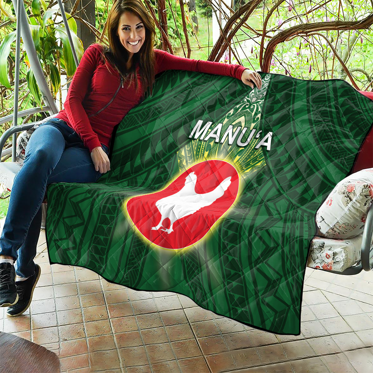 American Samoa Manu'a Cession Day Quilt With Polynesian Pattern