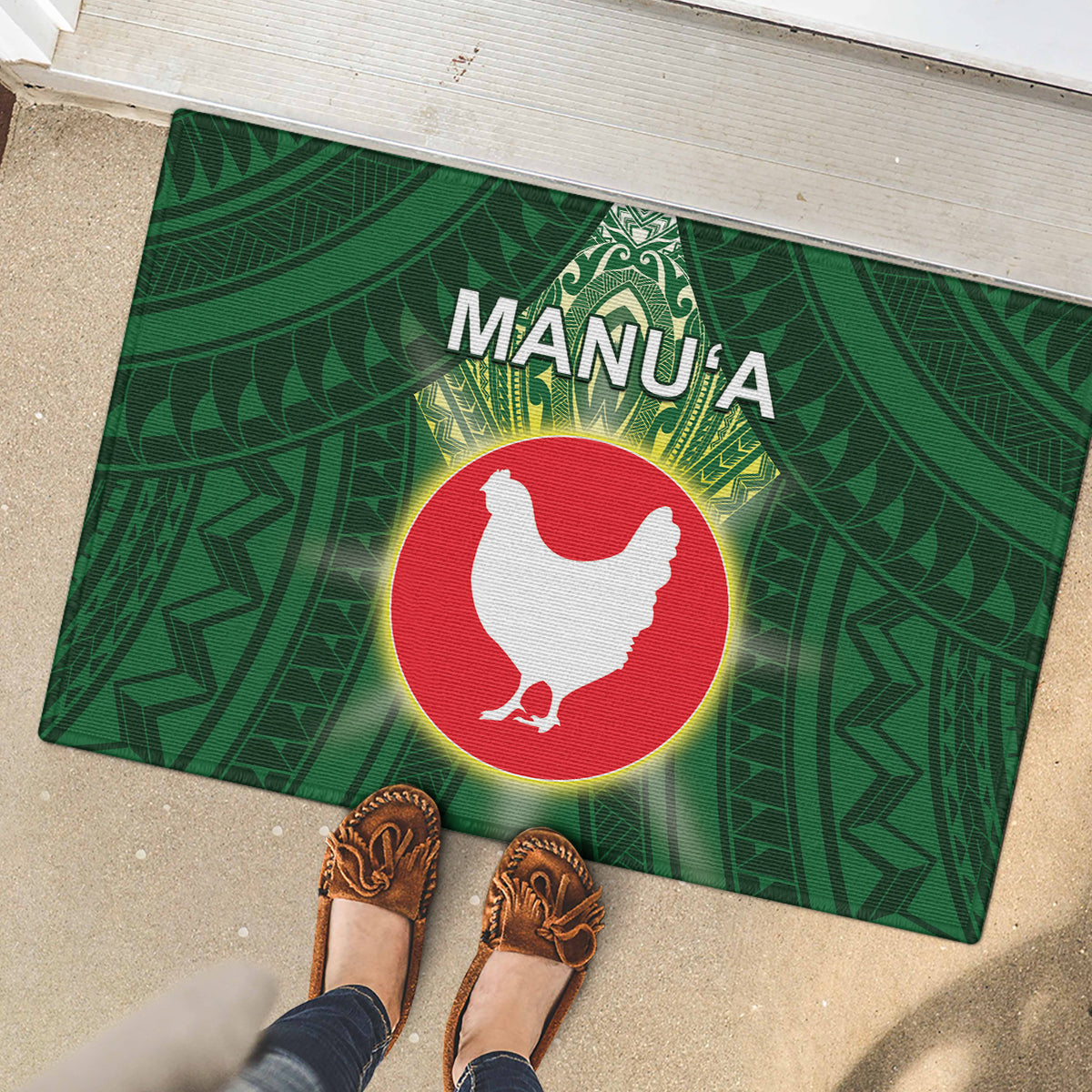 American Samoa Manu'a Cession Day Rubber Doormat With Polynesian Pattern LT05 - Polynesian Pride