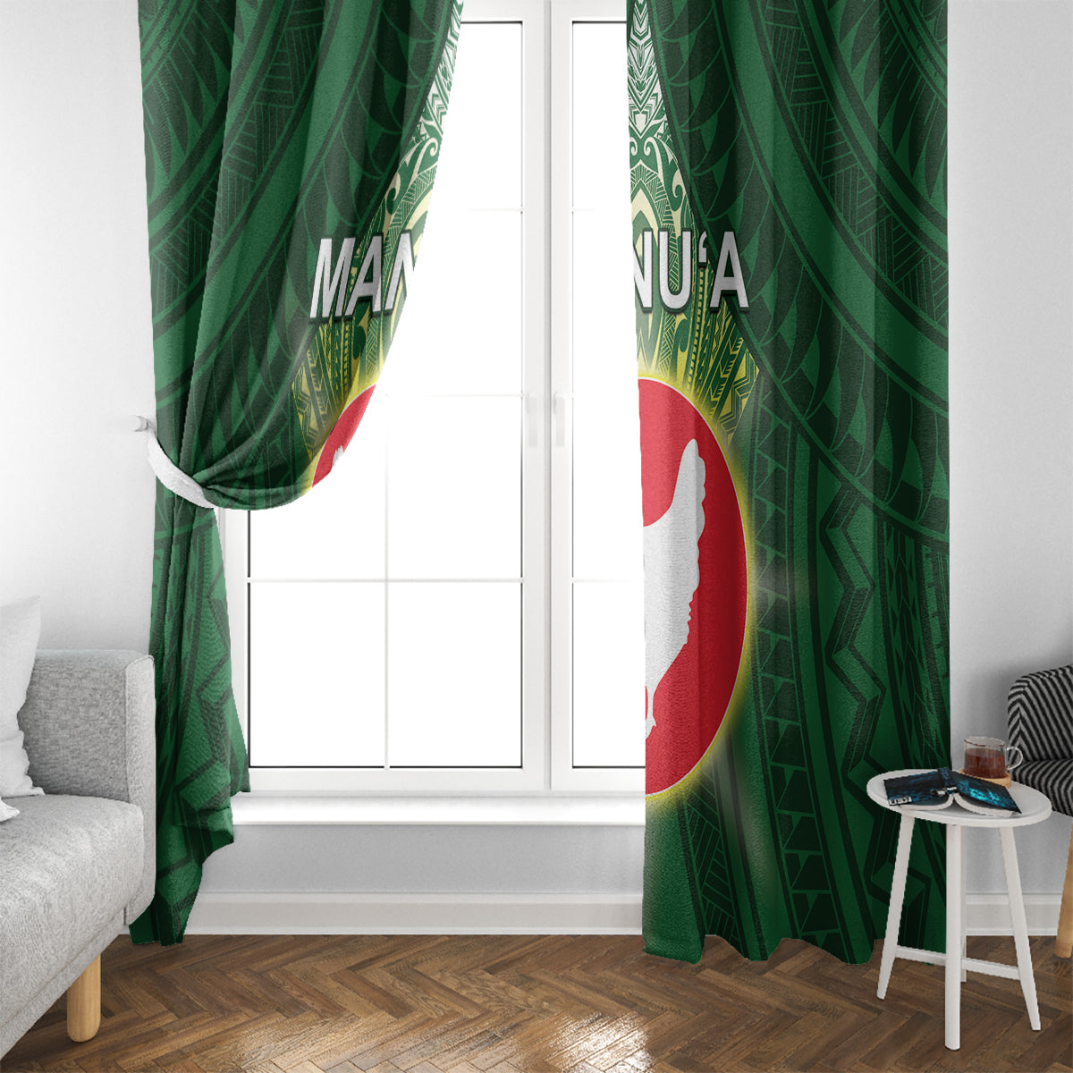 American Samoa Manu'a Cession Day Window Curtain With Polynesian Pattern