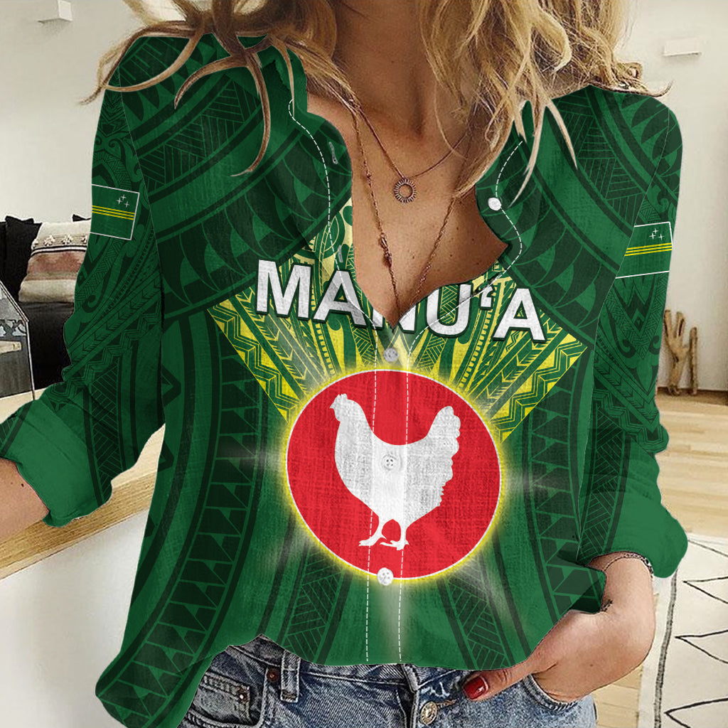 Personalized American Samoa Manu'a Cession Day Women Casual Shirt With Polynesian Pattern LT05 Female Green - Polynesian Pride