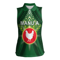 Personalized American Samoa Manu'a Cession Day Women Sleeveless Polo Shirt With Polynesian Pattern LT05 Female Green - Polynesian Pride