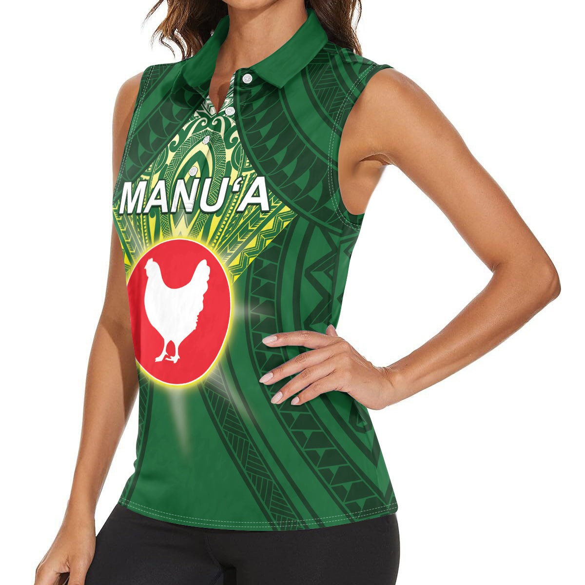 Personalized American Samoa Manu'a Cession Day Women Sleeveless Polo Shirt With Polynesian Pattern LT05 - Polynesian Pride
